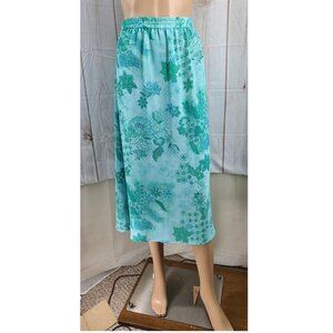 Pendleton Floral Print Maxi Skirt M Vintage Side Slits Pull on Elastic Waist
